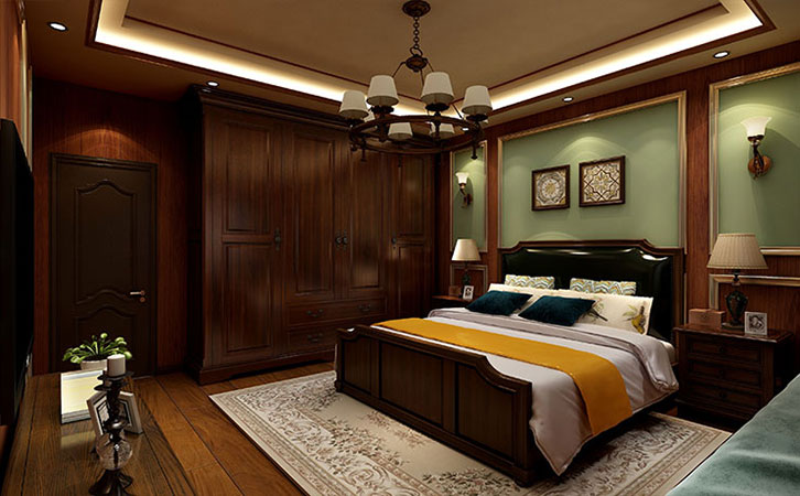 90平美式二室一厅卧室（主卧）装修案例