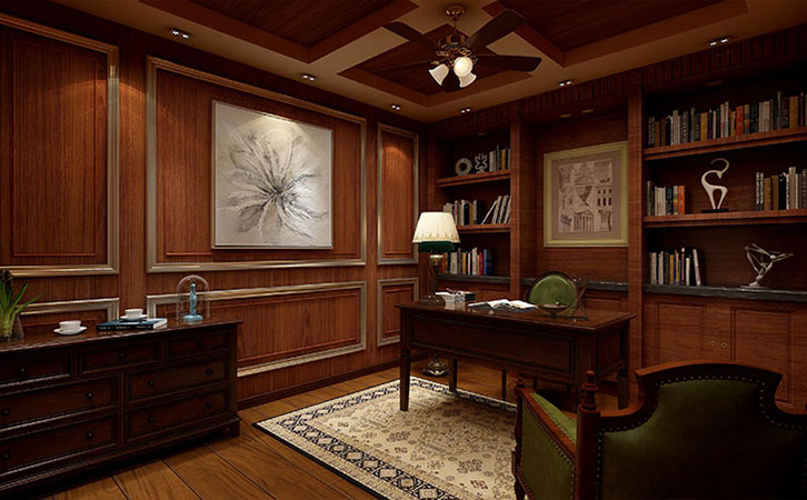 90平美式二室一厅书房装修案例