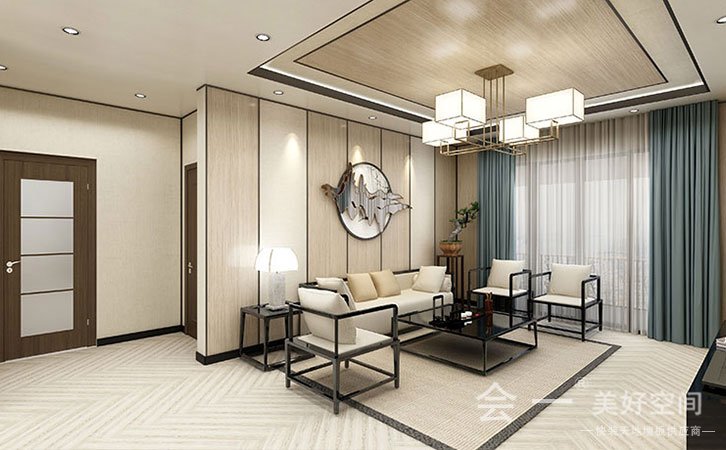 新疆阿克苏120平方新中式客厅2装修案例