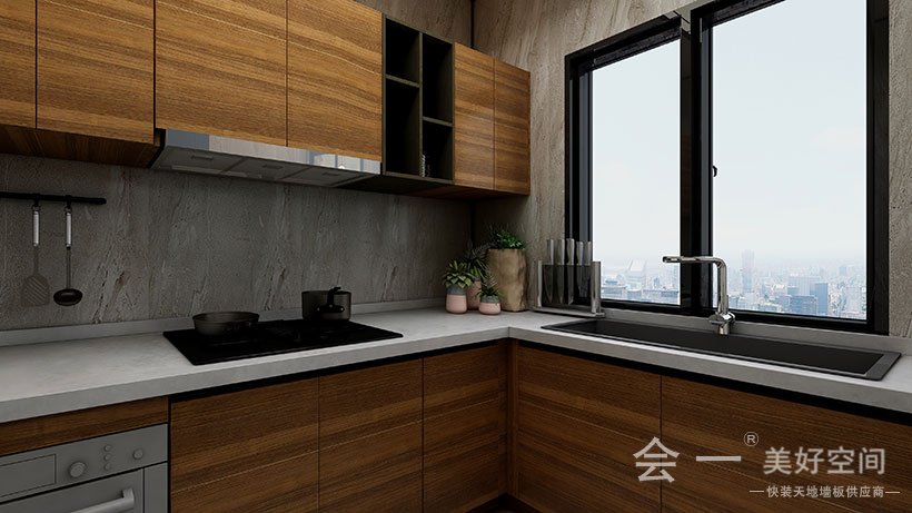 新疆阿克苏120平方新中式厨房装修案例