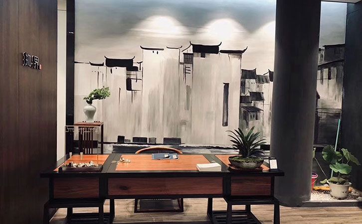 中山物界品牌店民用120平方新中式茶室装修案例