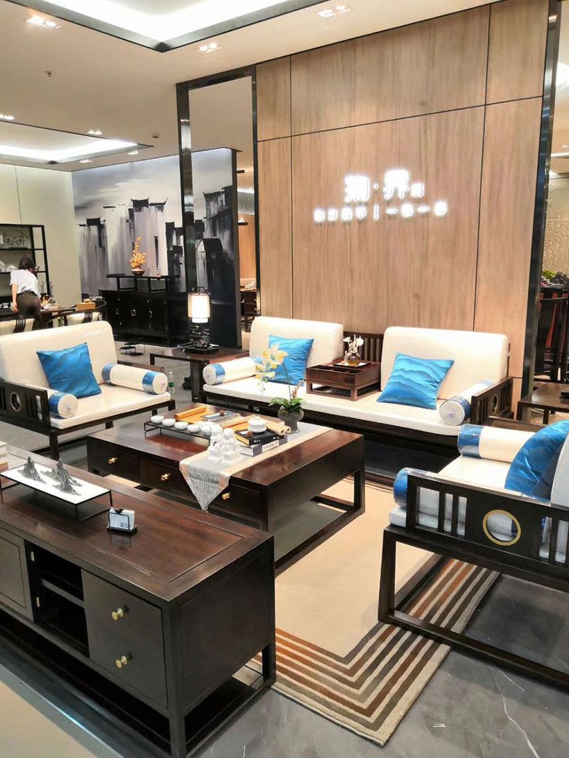 中山物界品牌店民用120平方新中式客厅装修案例2