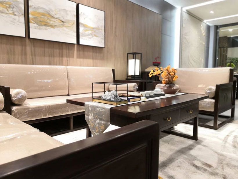 中山物界品牌店民用120平方新中式客厅装修案例4